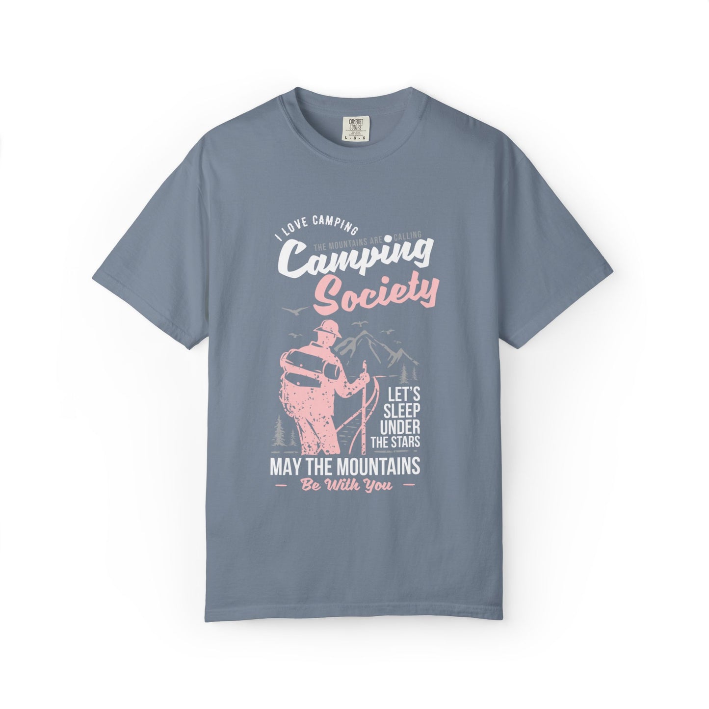 Funny Camping Society I Love Camping Enthusiastic Traveler Sarcastic Adventure Birds In The Mountains Unisex Heavy Cotton T-Shirt