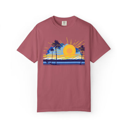 Sunset And Beach Summer Trendy Tee Sunshine Days Ice Cream Summer Camp Beachcombing Anchor Unisex Heavy Cotton T-Shirt