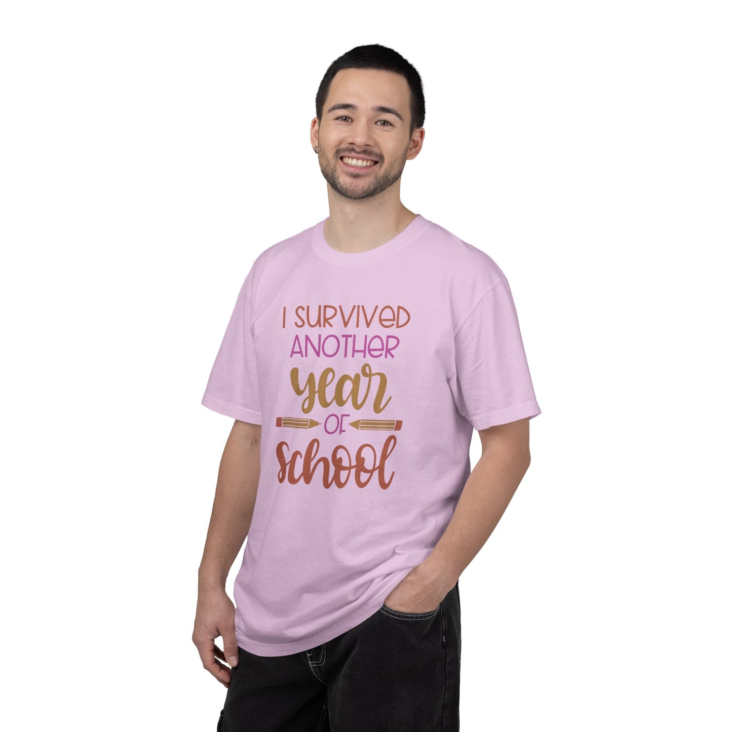 I Survived Another Year Of School Action Goal Setting Achievement Tee Self-Improvement Motivation Unisex Heavy Cotton T-Shirt