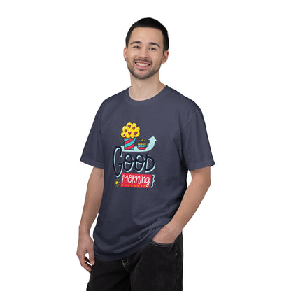 Good Morning Lazy Day Achiever Morning Champion Tee Daily Victory Sleep Defeated Unisex Heavy Cotton T-Shirt