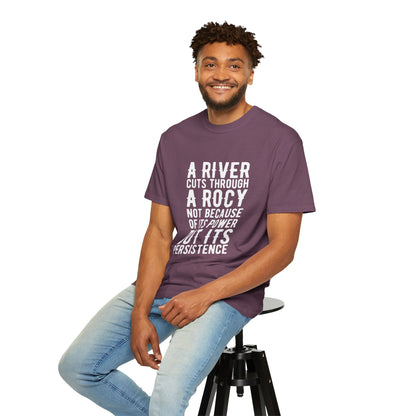 A River Cuts Through A Rock Stop Wishing Start Doing Action Goal Setting Modern Tee Achievement Unisex Heavy Cotton T-Shirt