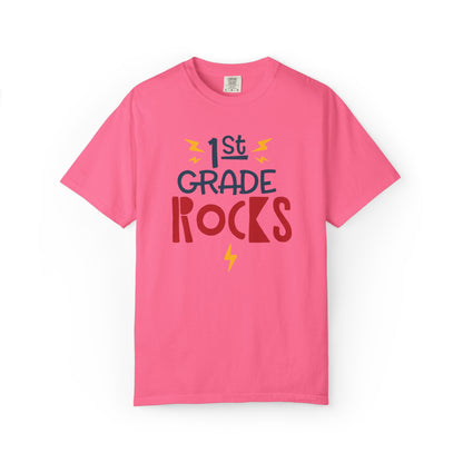Funny 1st Grade Romeo Learning Legend Super Scholar Junior Geniuses Science Star Student’s Day Unisex Heavy Cotton T-Shirt