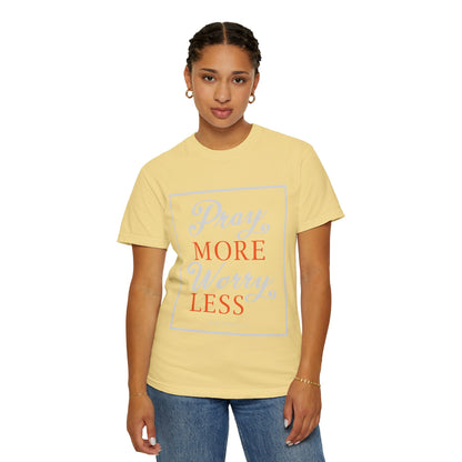 Pray More Worry Less Heavenly Feather White God’s Creation Eternity Tee Purest Being Cross Symbol Unisex Heavy Cotton T-Shirt