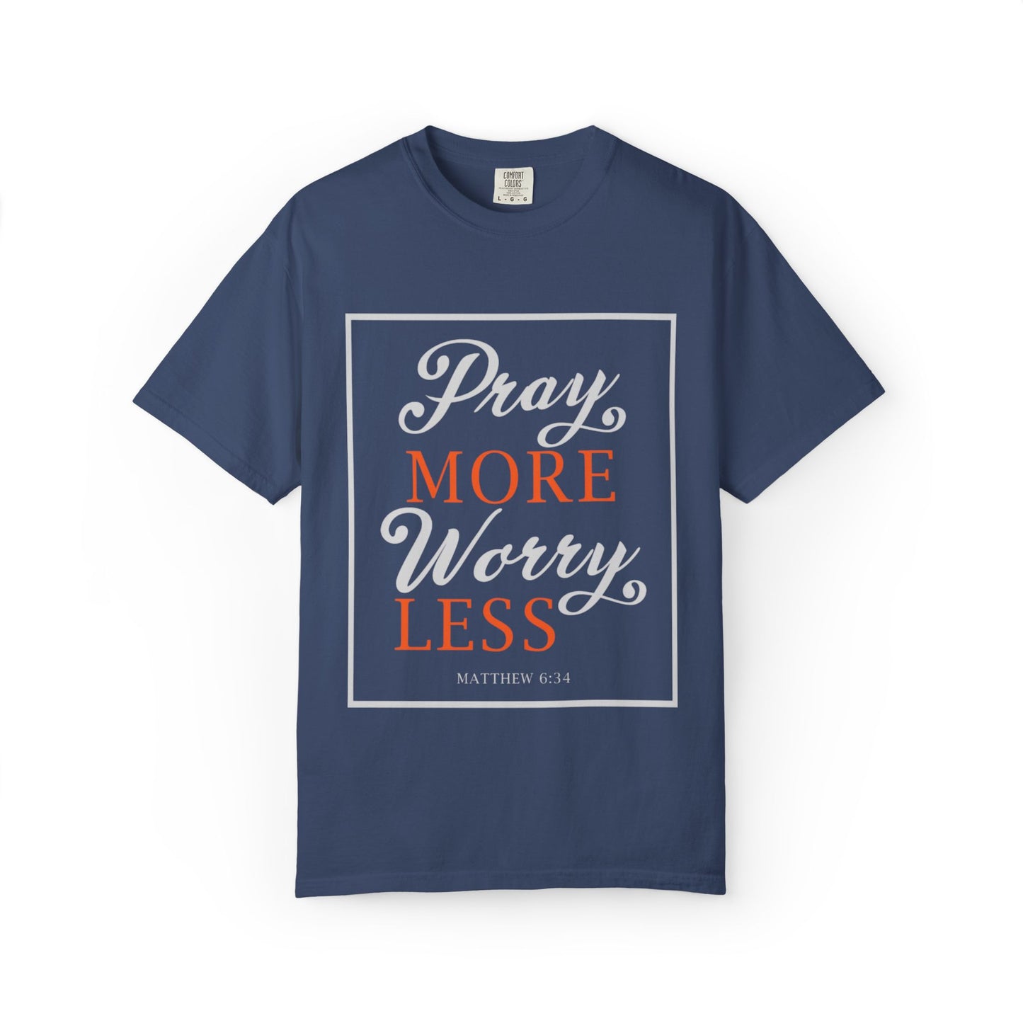 Pray More Worry Less Heavenly Feather White God’s Creation Eternity Tee Purest Being Cross Symbol Unisex Heavy Cotton T-Shirt