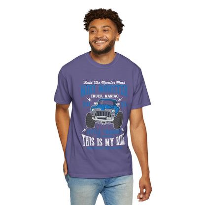 Funny Mini Monster Truck Manic Speed Truck Power Sarcastic Extreme Adventure Four-Wheel Drive Unisex Heavy Cotton T-Shirt