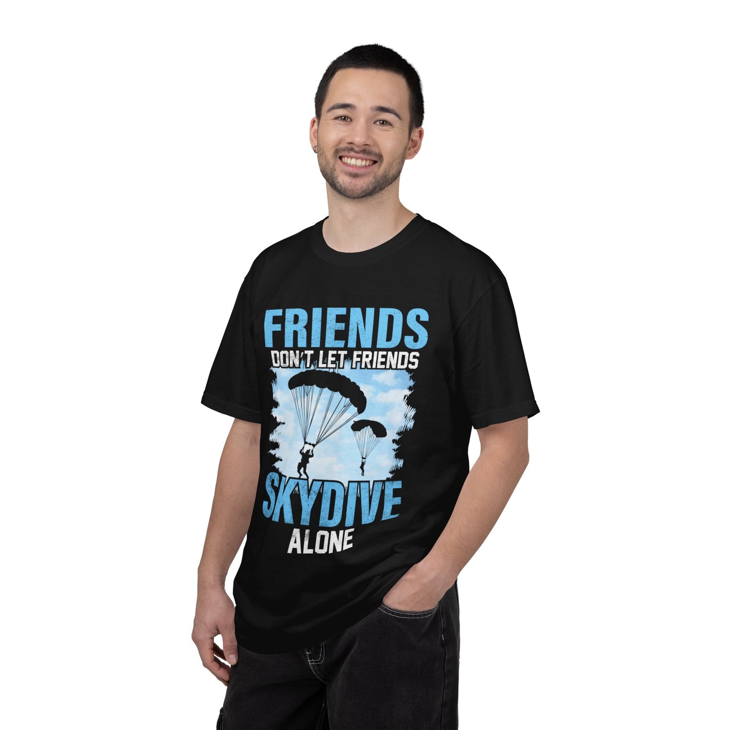 Adventurous Friends Don’t Let Friends Skydive Alone Thrill-Seeker Lifestyle Adventure Enthusiast Skydiving Community Unisex Heavy Cotton T-Shirt