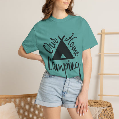 Our Home Camping Freedom Fighter Adventure Lovers Tee Nature Exploration Bonfire Travel Van Unisex Heavy Cotton T-Shirt