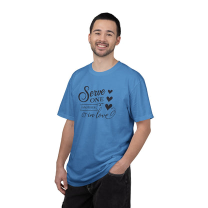 Serve One Another In Love Emotional Bond Affection Lovers Tee Romantic Relationship Forever Support Unisex Heavy Cotton T-Shirt