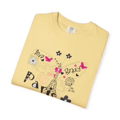 Paris Love Honeymoon Spots Candlelit Dinners Couples’ Tee Retreats Paris Fashion Unisex Heavy Cotton T-Shirt