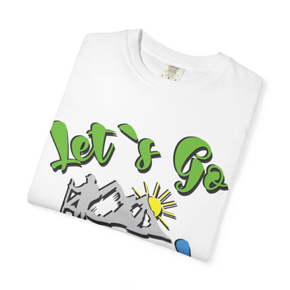 Let’s Go Hiking! Trendy Tee Adventure Mountain Hut Fun Activities Unisex Heavy Cotton T-Shirt