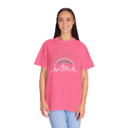 Funny Explore Mountain Adventure Tee Sarcastic Alpine Discover Camping Forest Unisex Heavy Cotton T-Shirt