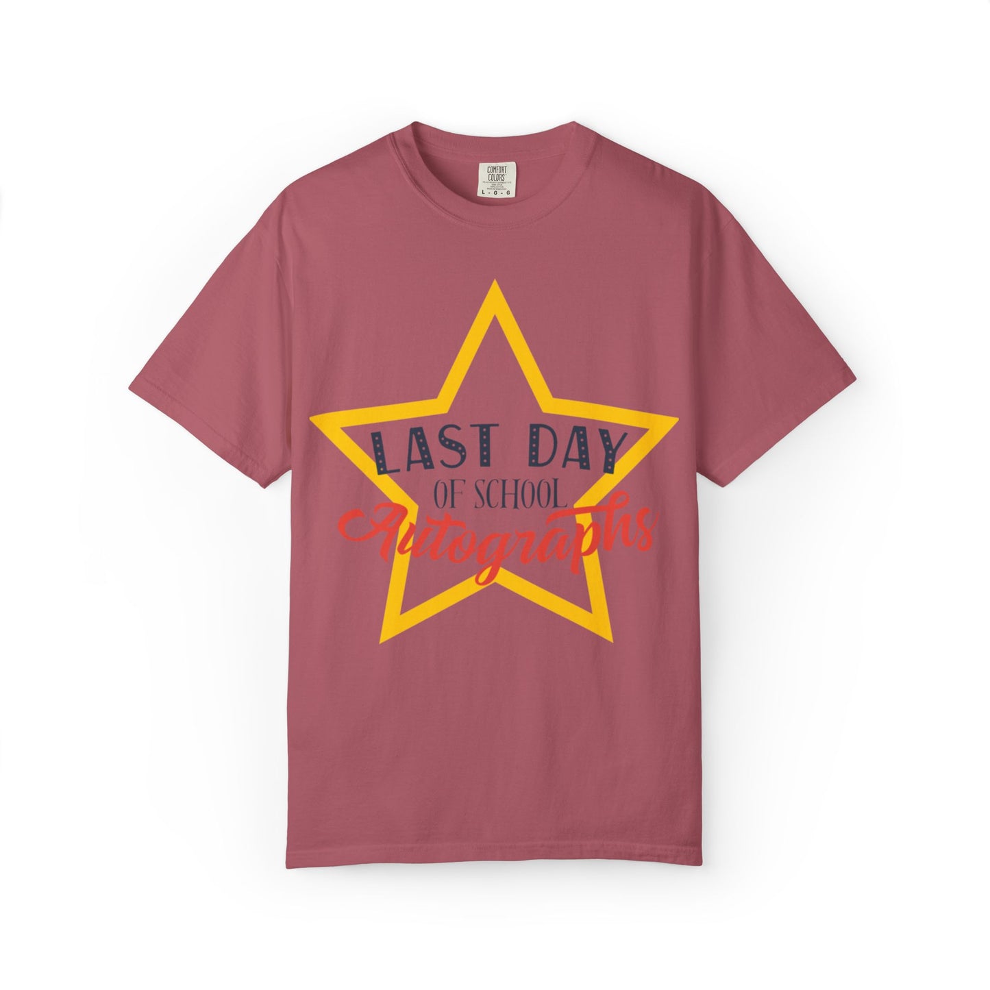 Last Day Of School Autographs Summer Break Goodbye Trendy Tee End-Of-Year Party Vacation Mode Unisex Heavy Cotton T-Shirt