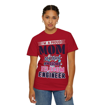 Proud Mom Telecom Engineer Mobile Technology Signal Processing Digital Communication Radio Frequencies Unisex Heavy Cotton T-Shirt
