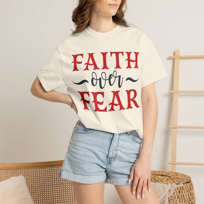 Faith Over Fear Stop Wishing Start Doing Action Goal Setting Modern Tee Achievement Self-Improvement Unisex Heavy Cotton T-Shirt