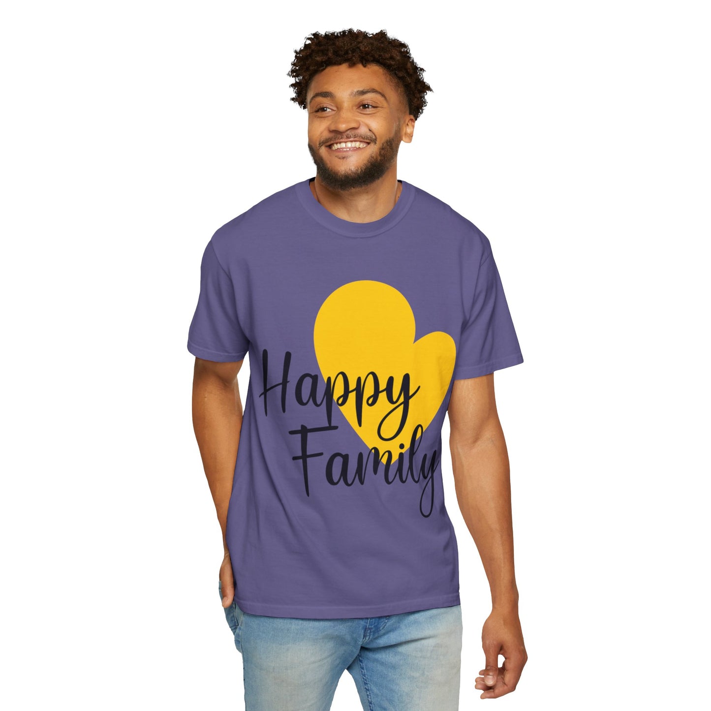 Happy Family Peaceful Paradise Tee Cherished Space Heartfelt Haven Unisex Heavy Cotton T-Shirt