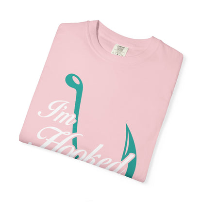 Funny I’m Hooked Rod and Reel Tackle Box Catch Of The Day Sarcastic Fishing Adventure Unisex Heavy Cotton T-Shirt