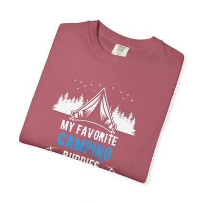 Funny My Favorite Camping Buddies Call Me Dad Sarcastic Adventure Mountains Hiking Stars Unisex Heavy Cotton T-Shirt