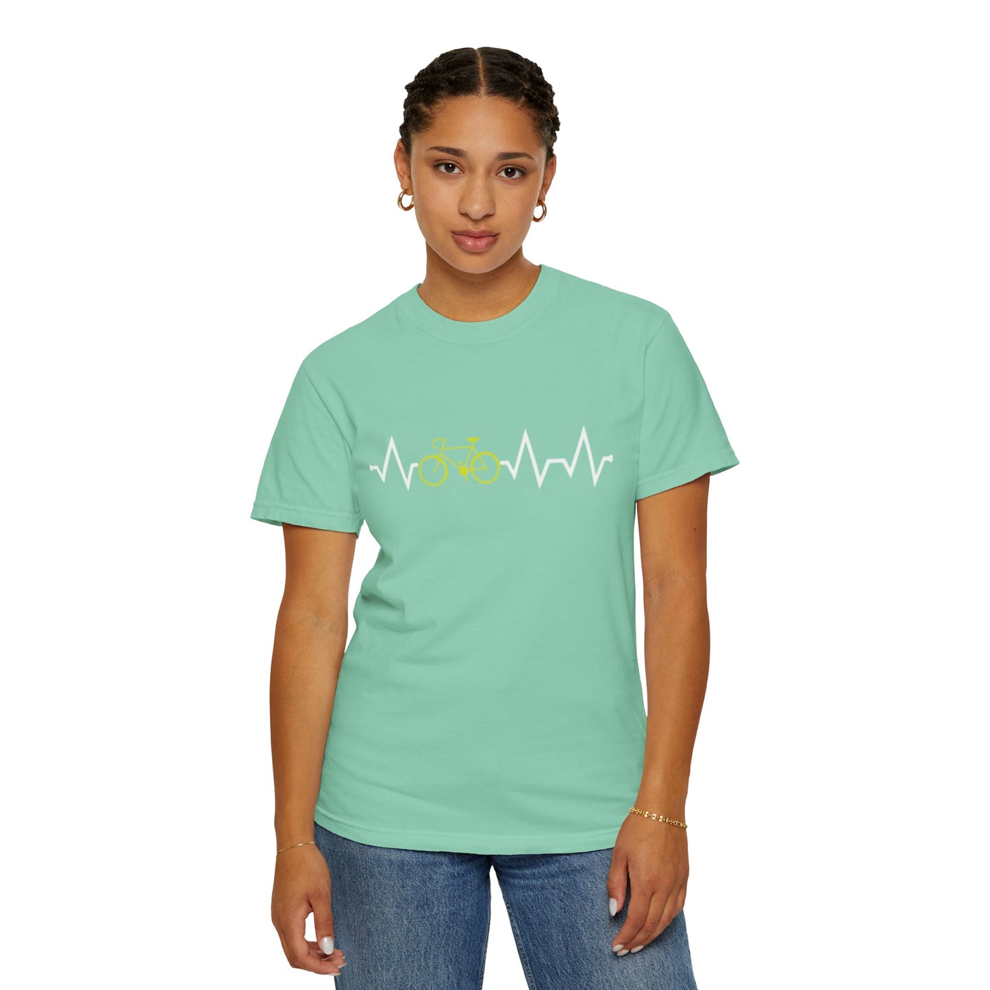 Funny Cycle Heart Beat Cycle Enthusiasm Pedal power Sarcastic Two Wheeled Adventures Unisex Heavy Cotton T-Shirt