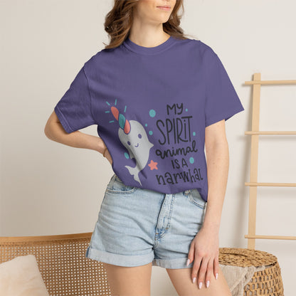 My Spirit Animal Is a Narwhal Unicorn Of The Sea Tusk Tee Inuit Culture Migration Unisex Heavy Cotton T-Shirt