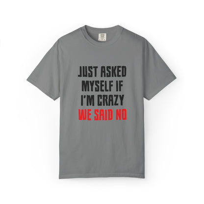 Just Asked Myself If I’M Crazy We Said No Funny Tee Self-Doubt Humourous Mental Stability Sarcastic Unisex Heavy Cotton T-Shirt