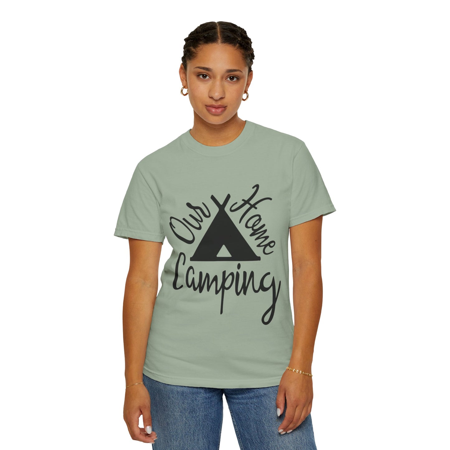 Our Home Camping Freedom Fighter Adventure Lovers Tee Nature Exploration Bonfire Travel Van Unisex Heavy Cotton T-Shirt