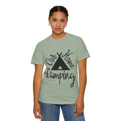 Our Home Camping Freedom Fighter Adventure Lovers Tee Nature Exploration Bonfire Travel Van Unisex Heavy Cotton T-Shirt