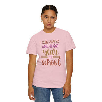 I Survived Another Year Of School Action Goal Setting Achievement Tee Self-Improvement Motivation Unisex Heavy Cotton T-Shirt