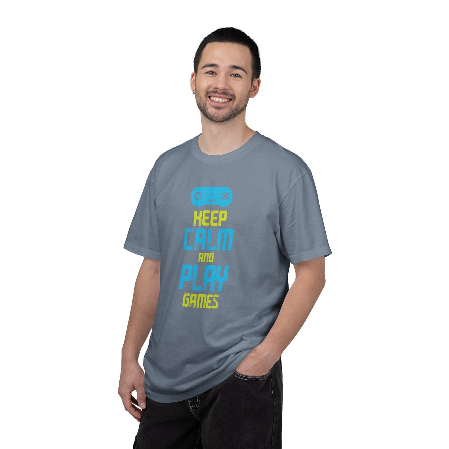 Funny Keep Calm And Play Games Pro Gamer Skills Gaming Mindset Sarcastic Gameplay Optimization Unisex Heavy Cotton T-Shirt