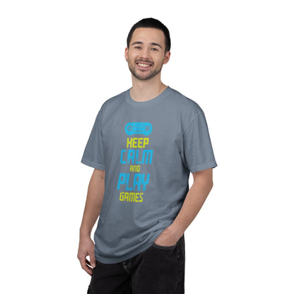 Funny Keep Calm And Play Games Pro Gamer Skills Gaming Mindset Sarcastic Gameplay Optimization Unisex Heavy Cotton T-Shirt