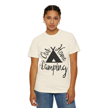 Our Home Camping Freedom Fighter Adventure Lovers Tee Nature Exploration Bonfire Travel Van Unisex Heavy Cotton T-Shirt