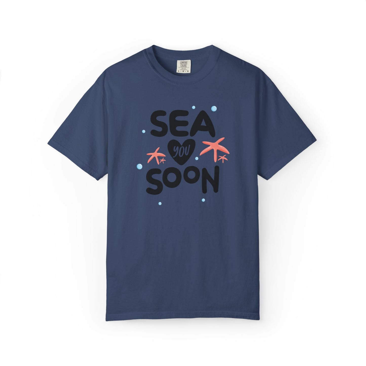 Sea You Soon Sarcastic Tee Ocean Wordplay Seaside Lover Summer Goodbye Ocean Trip Unisex Heavy Cotton T-Shirt