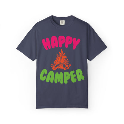 Happy Camper Freedom Fighter Adventure Lovers Tee Nature Exploration Bonfire Travel Van Unisex Heavy Cotton T-Shirt