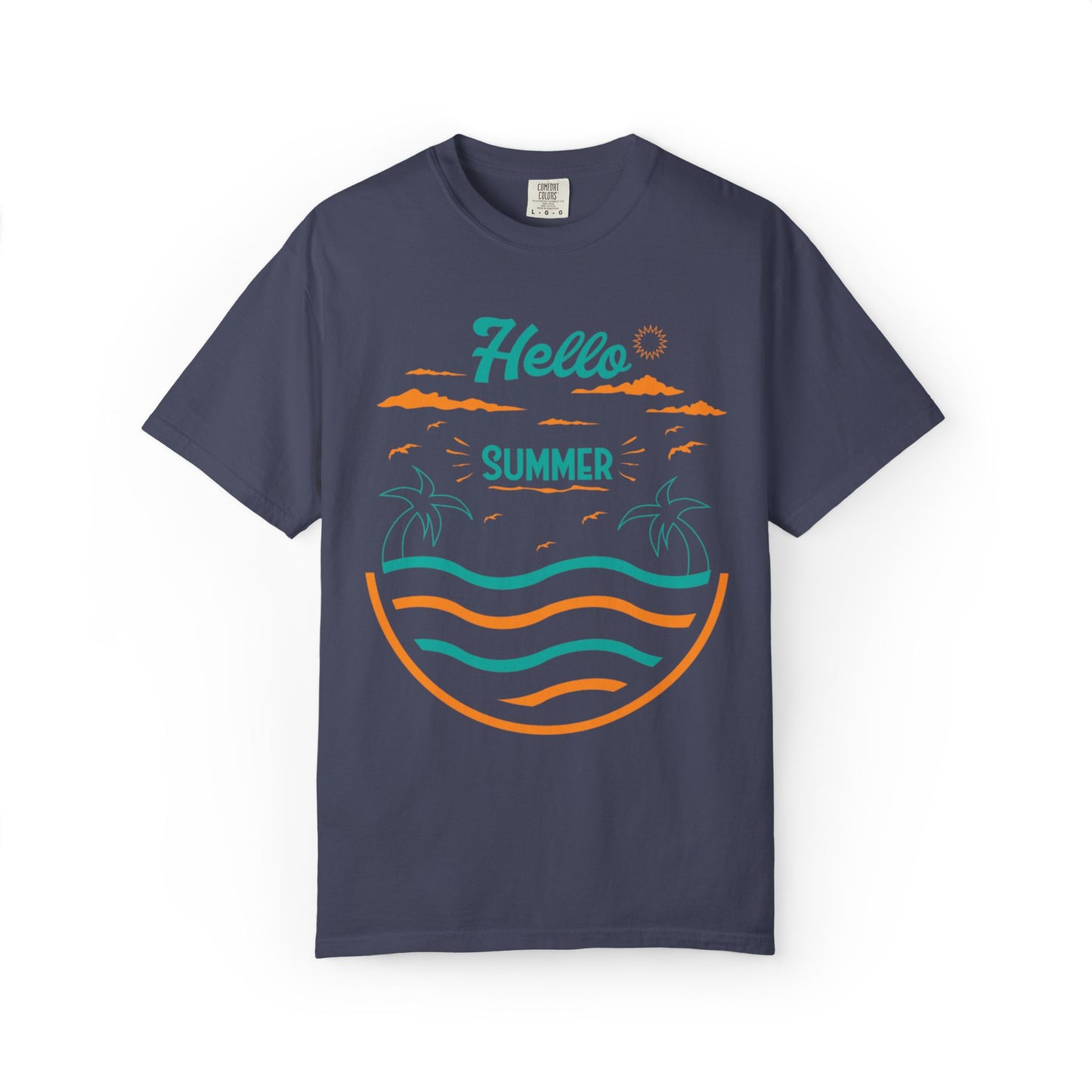 Exciting Hello Summer Sunrise & Sunburn Beach Days Ice Cream Summer Camp Unisex Heavy Cotton T-Shirt