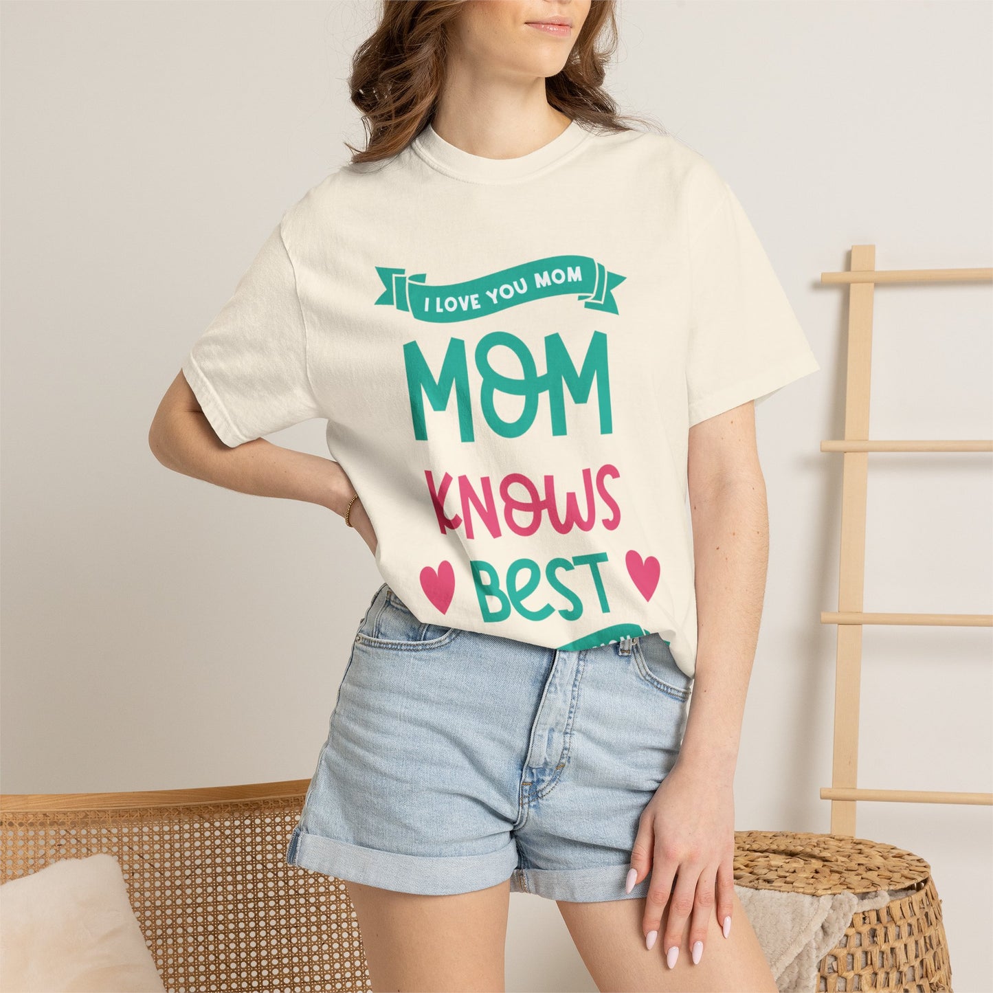 Mom Knows Best Strong Motherhood Heartfelt Guidance Tee Nurturing Knowledge Unisex Heavy Cotton T-Shirt