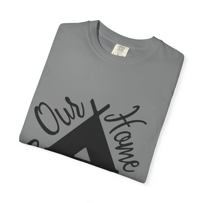 Our Home Camping Freedom Fighter Adventure Lovers Tee Nature Exploration Bonfire Travel Van Unisex Heavy Cotton T-Shirt