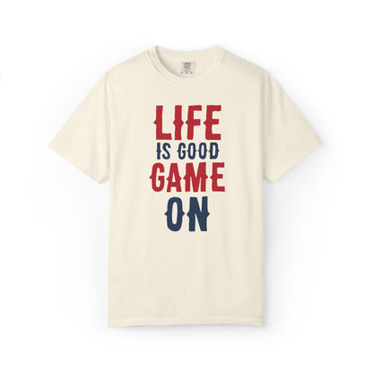 Life Is Good Game On Baseball Player Grand Slam Performers Tee Infield Magicians Batting Champions Unisex Heavy Cotton T-Shirt