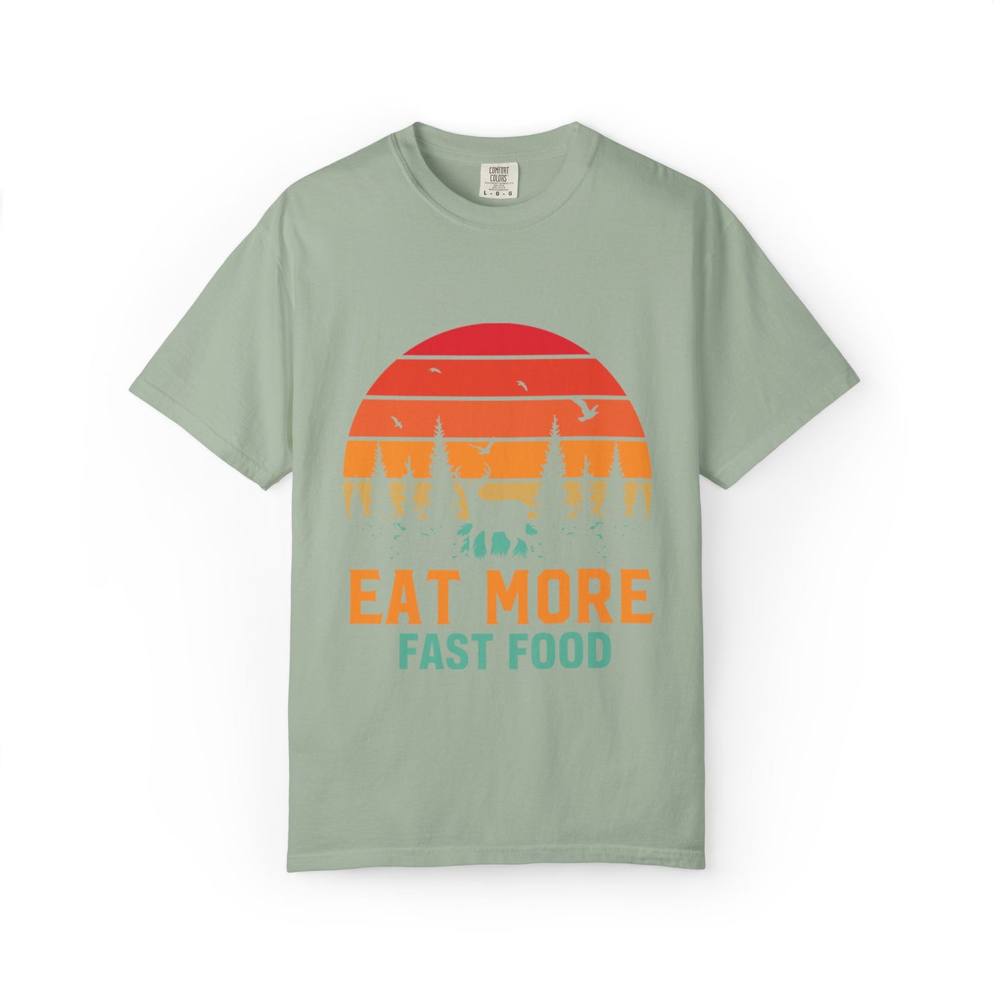 Funny Eat More Fast Food Quick Meals Fried Chicken Burgers Hunting Season Sarcastic Forest Deer Hunting Unisex Heavy Cotton T-Shirt