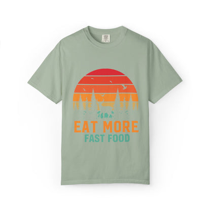 Funny Eat More Fast Food Quick Meals Fried Chicken Burgers Hunting Season Sarcastic Forest Deer Hunting Unisex Heavy Cotton T-Shirt