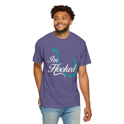 Funny I’m Hooked Rod and Reel Tackle Box Catch Of The Day Sarcastic Fishing Adventure Unisex Heavy Cotton T-Shirt