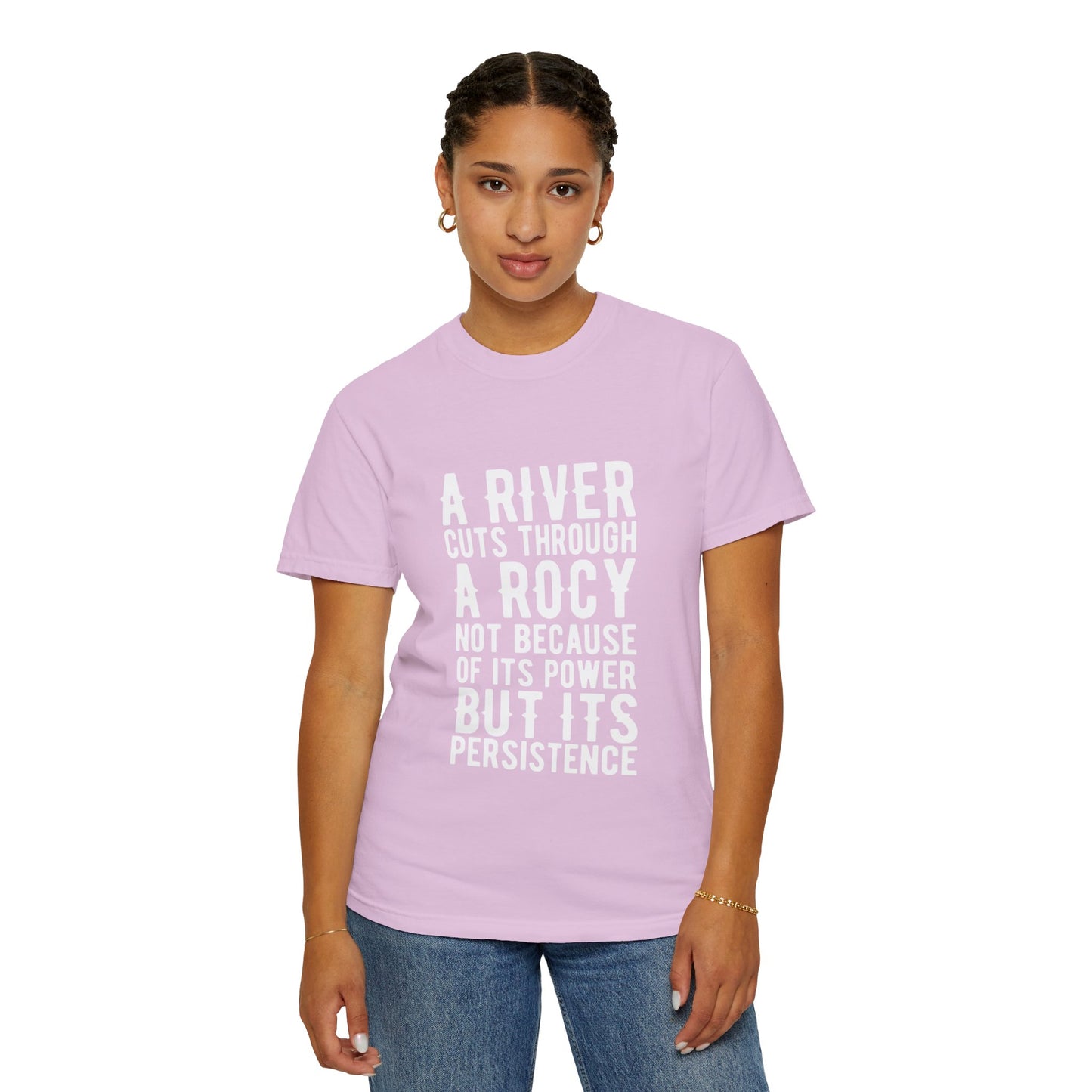 A River Cuts Through A Rock Stop Wishing Start Doing Action Goal Setting Modern Tee Achievement Unisex Heavy Cotton T-Shirt