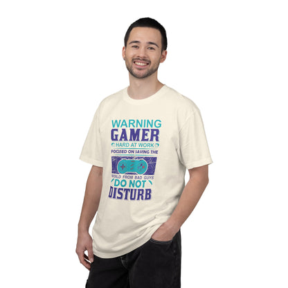 Funny Warning Gamer Do Not Disturb Digital Protector Virtual Heroism Sarcastic Battle Against Evil Unisex Heavy Cotton T-Shirt