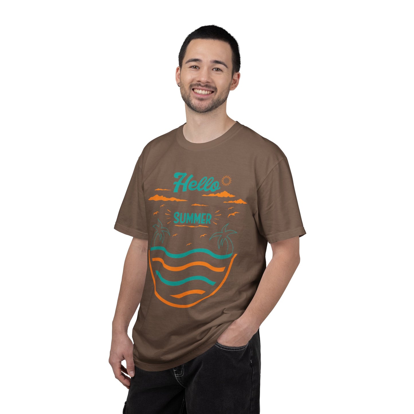 Exciting Hello Summer Sunrise & Sunburn Beach Days Ice Cream Summer Camp Unisex Heavy Cotton T-Shirt