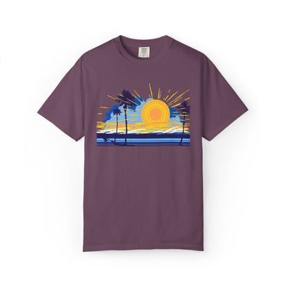 Sunset And Beach Summer Trendy Tee Sunshine Days Ice Cream Summer Camp Beachcombing Anchor Unisex Heavy Cotton T-Shirt