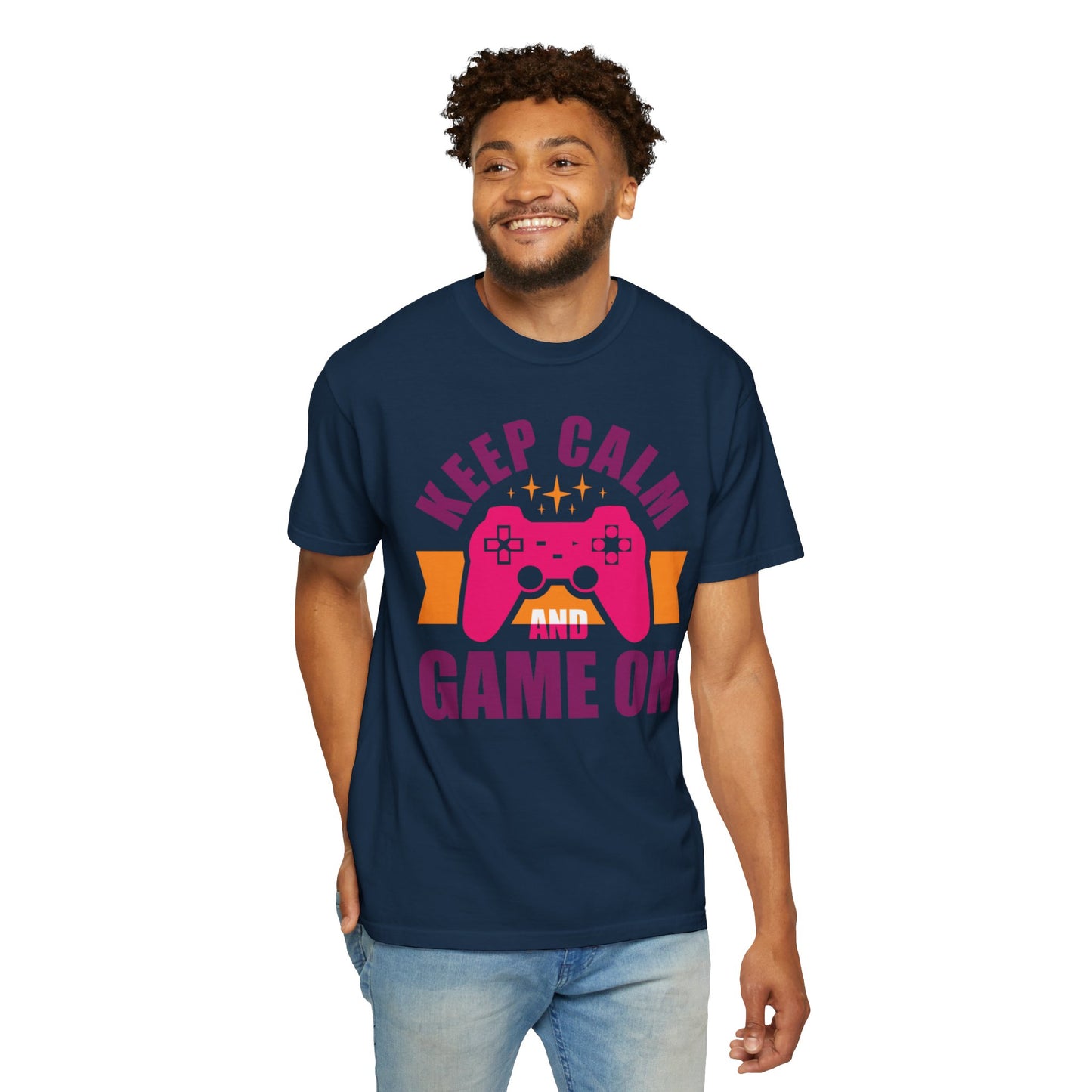 Inspirational Keep Calm And Game On Pro Gamer Skills Gaming Mindset Gaming Community Gaming Console Unisex Heavy Cotton T-Shirt