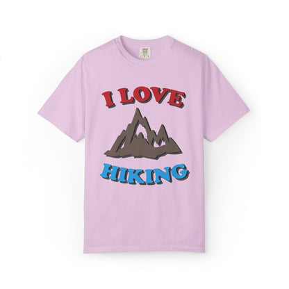 I Love Hiking Trendy Tee Adventure Mountain Hut Belays Ropes Fun Activities Unisex Heavy Cotton T-Shirt