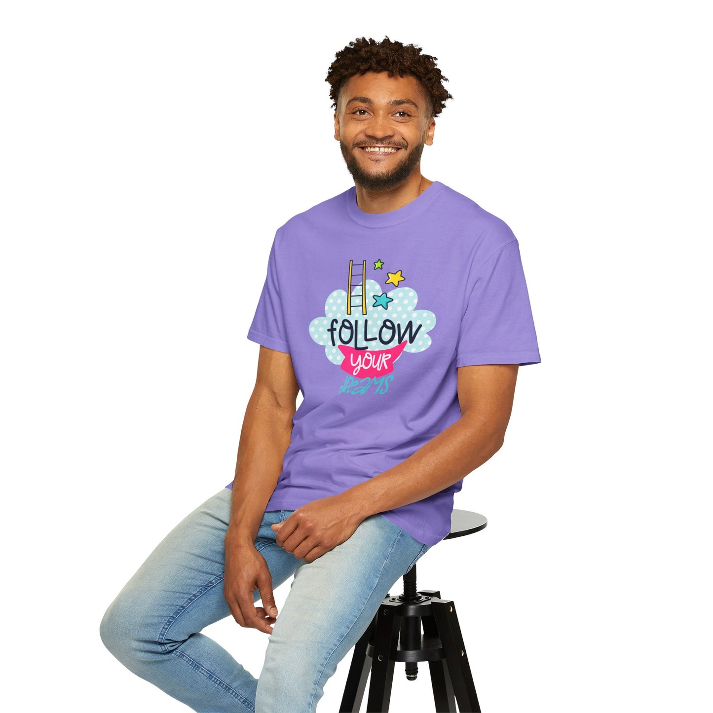 Follow Your Dreams Aspiration Determination Courage Night Wishes Unisex Heavy Cotton T-Shirt