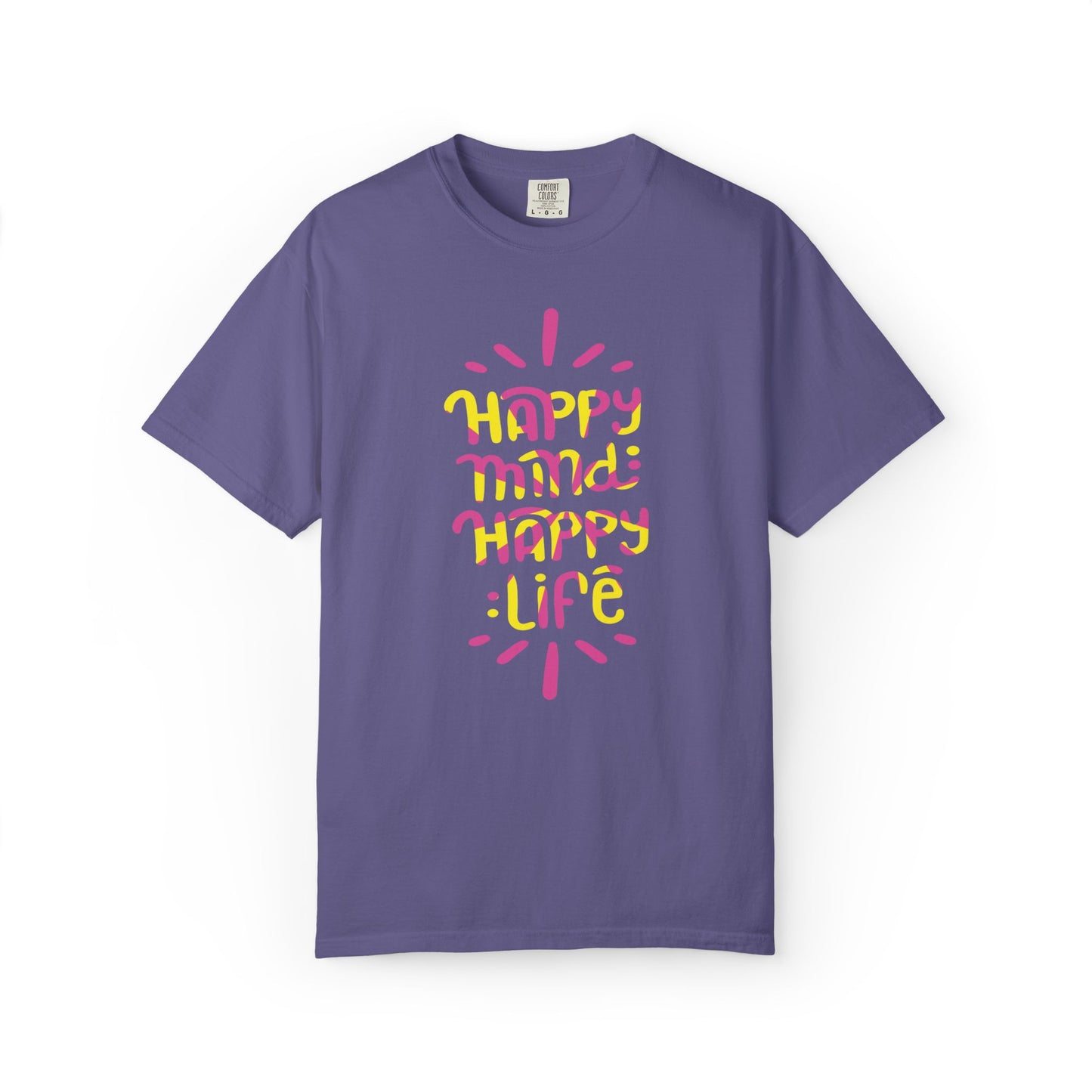 Happy Mind Happy Life Love Hope Worship Eternity Tee Peaceful Living Religious Beliefs Unisex Heavy Cotton T-Shirt