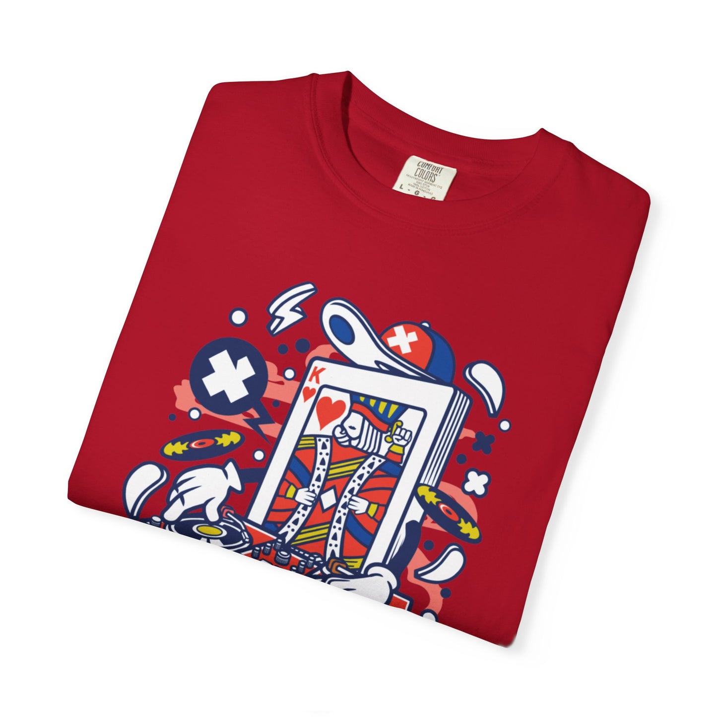 Dj King Play Card Hip Hop Vibes Trends Pop Visuals Tee Remixes Music Producer Unisex Heavy Cotton T-Shirt
