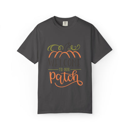Welcome To Our Patch Harvest Festival Autumn Pumpkins Tee Fall Activities Farm Visit Family Fun Unisex Heavy Cotton T-Shirt