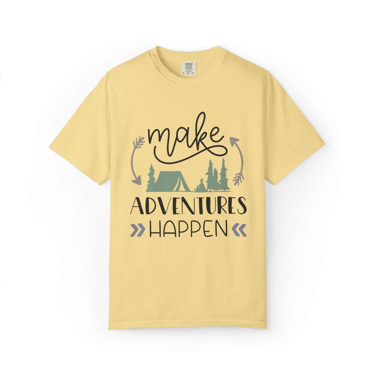Make Adventures Happen Trendy Tee Enjoyment Mountain Hut Belays Ropes Fun Activities Unisex Heavy Cotton T-Shirt